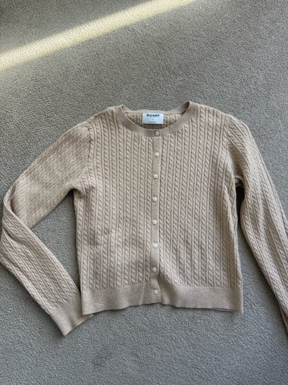 Old Navy Beige Cable Knit Button-Up Cardigan